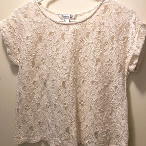 Small white/cream floral lace t shirt